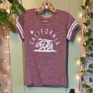 Women's Reflex Heather Maroon Ringer California Bear T-Shirt L
